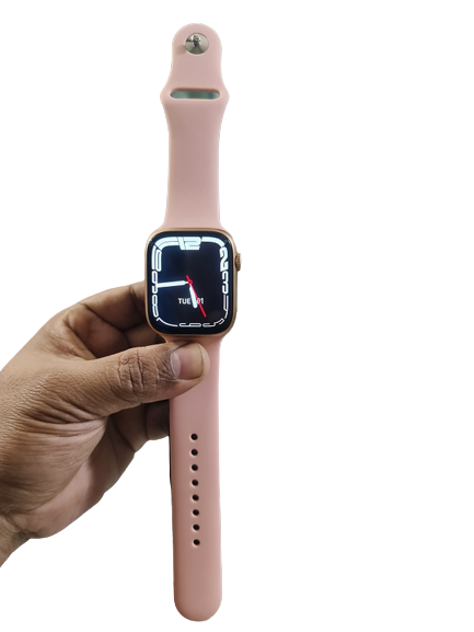 Microwear 007 Smartwatch Wireless Charger Calling Series 7- Pink Images