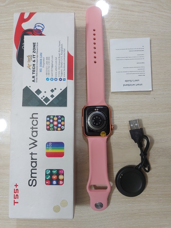T55 Plus Smart Watch Touch Display Calling Option - Pink Images